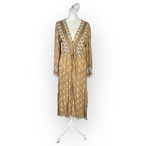 The Fox and the Mermaid Women's Size M/L BOHO Long Sleeve Tunic Maxi Dress